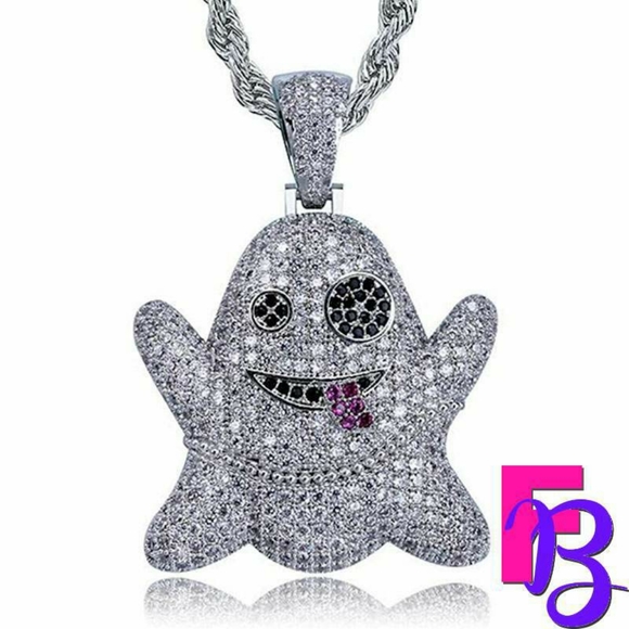 18k White Gold Pave Ghost Pendant - Picture 6 of 14